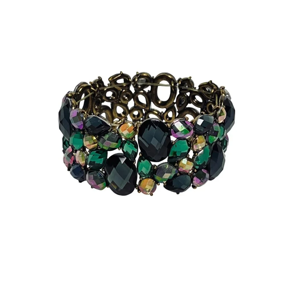 Joan Rivers Gold Tone Mosaic Gem Stretch Bracelet (6242) - Picture 4 of 5